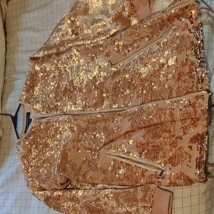 French connection Adette shine oversive burnt velvet look sequined pink coat